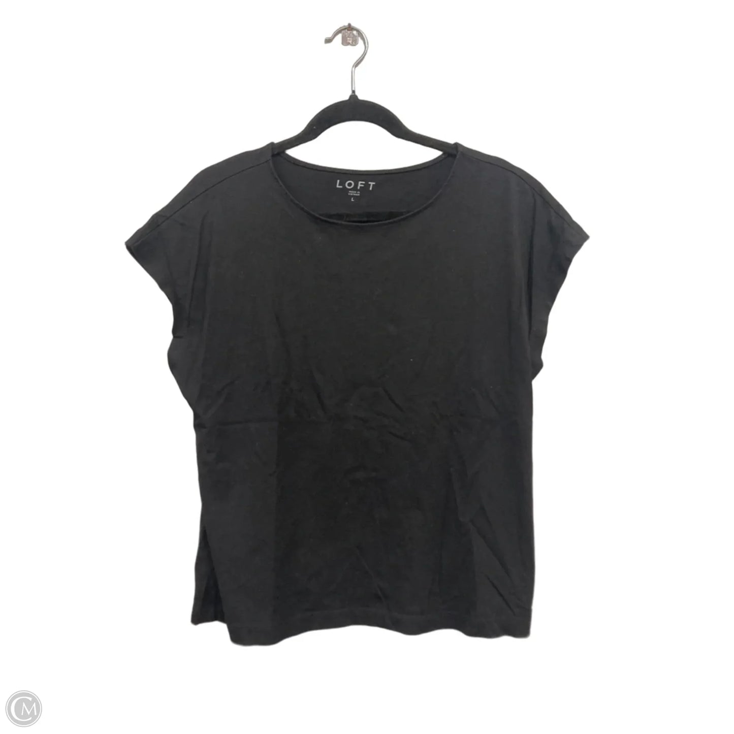 Top Short Sleeve Basic By Loft In Black, Size: L
