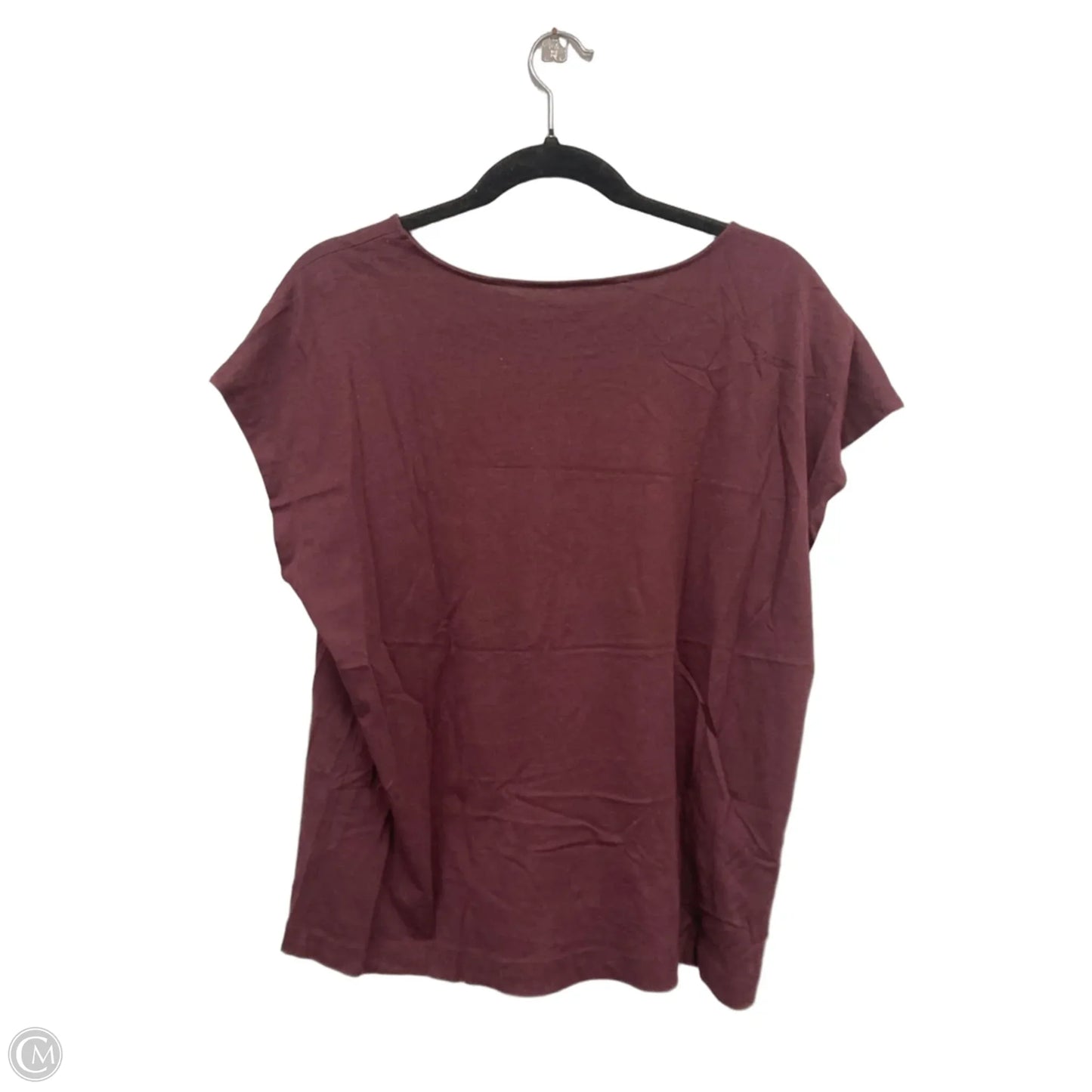 Top Short Sleeve Basic By Loft In Maroon, Size: L