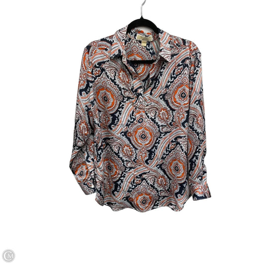 Blouse Long Sleeve By Michael By Michael Kors In Blue & Orange, Size: M