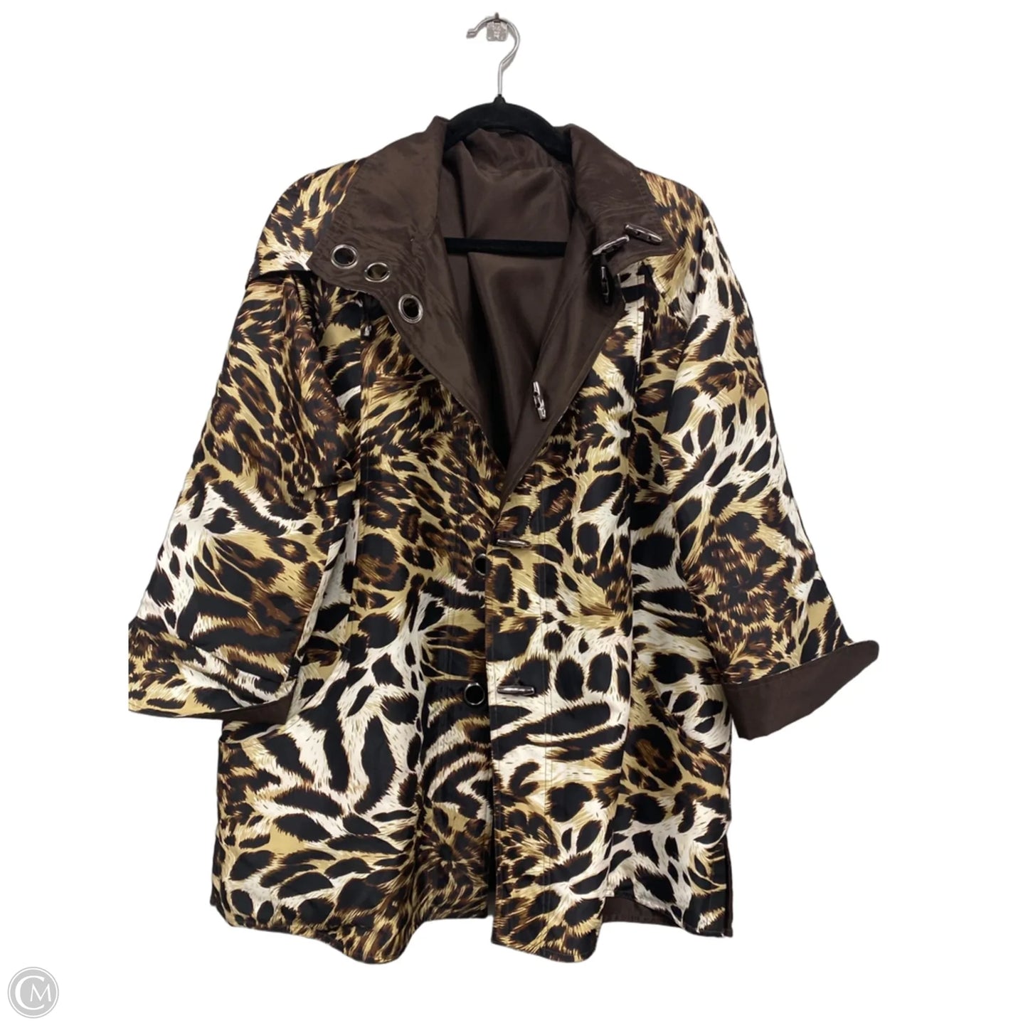 Jacket Utility By Clothes Mentor In Brown & Cream, Size: L