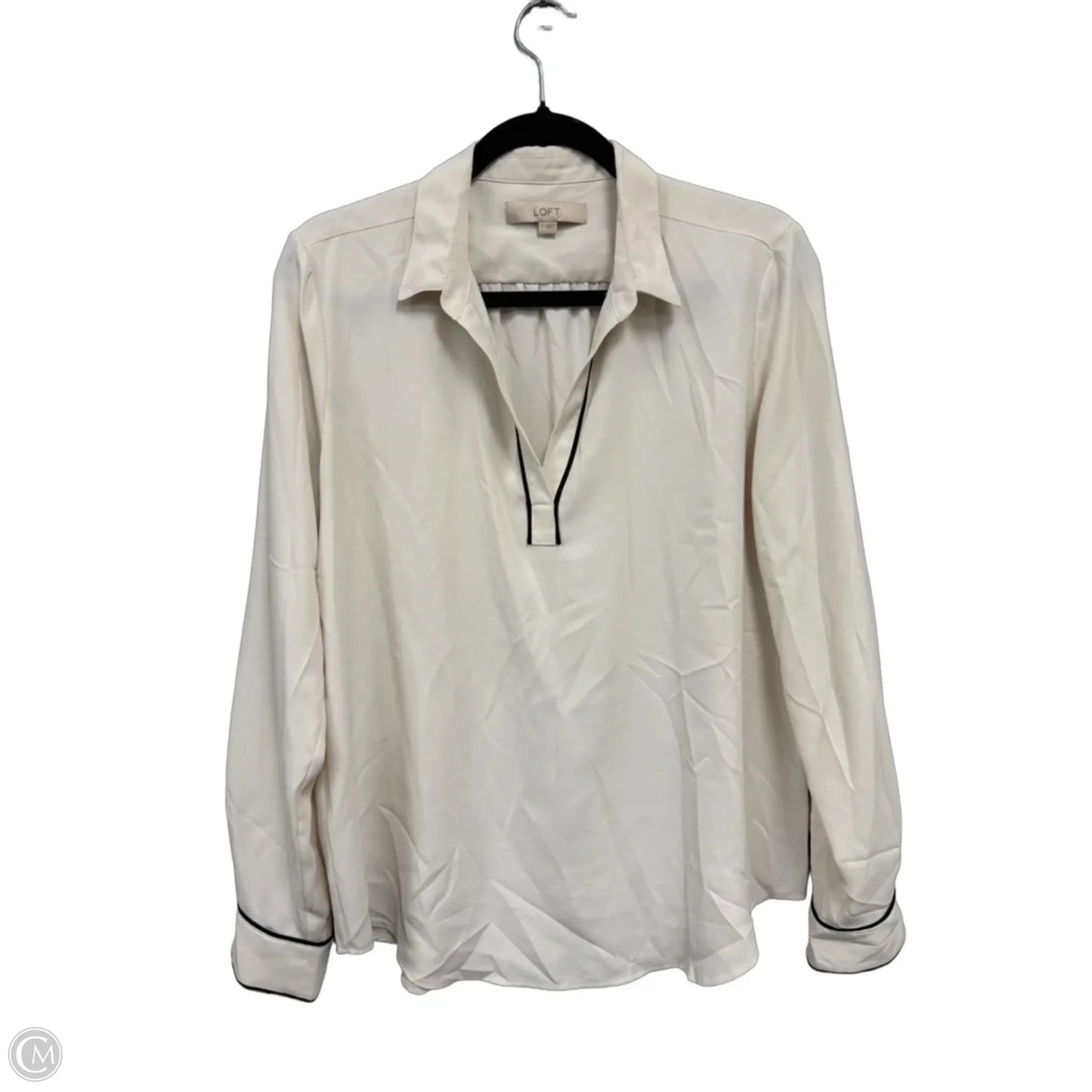 Blouse Long Sleeve By Loft In Cream, Size: M