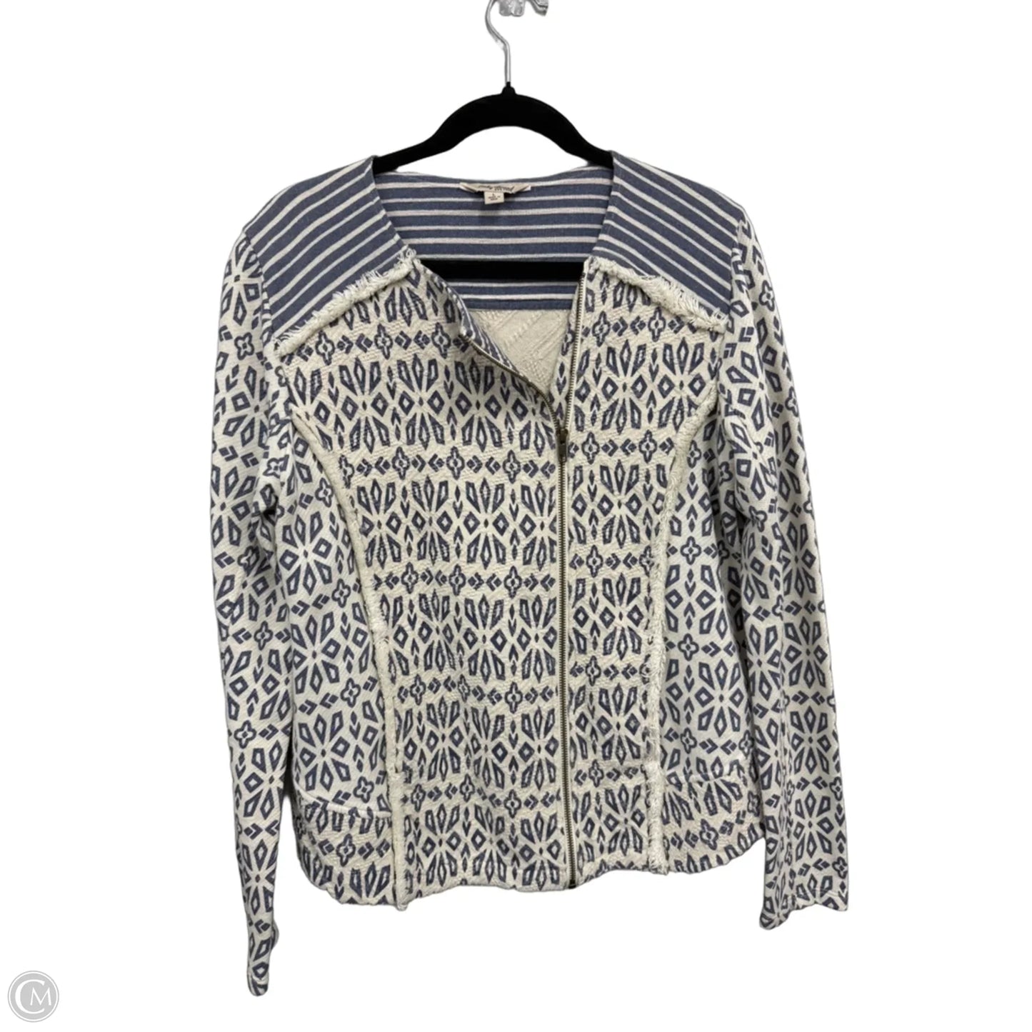 Jacket Other By Lucky Brand In Blue & Cream, Size: L