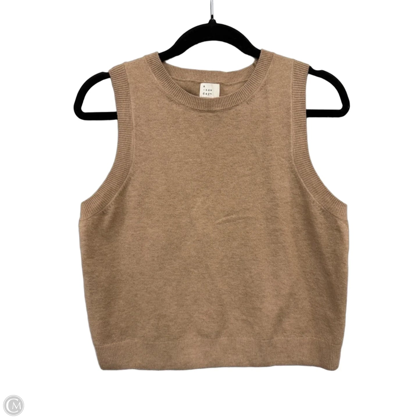 Sweater Short Sleeve By A New Day In Tan, Size: L
