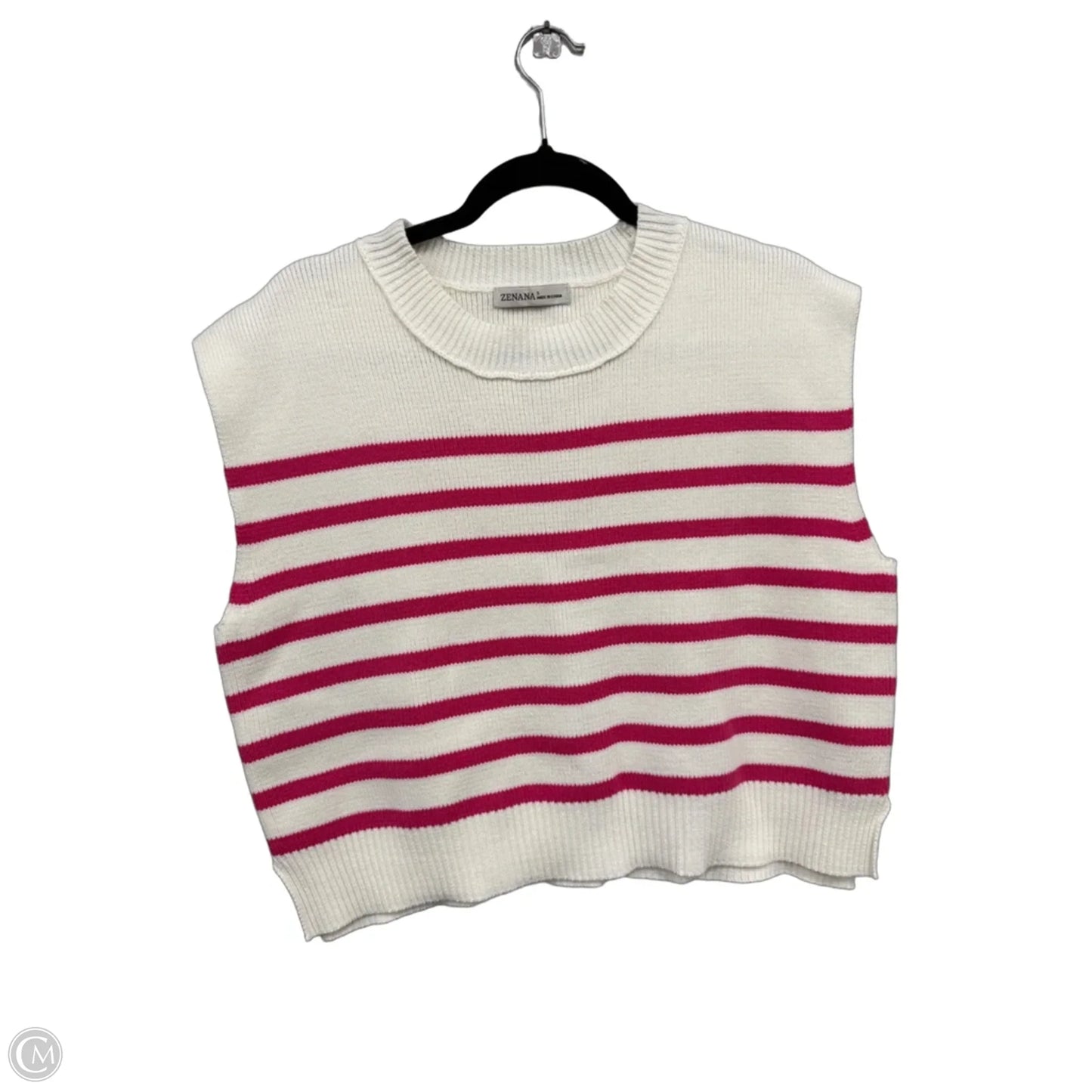 Sweater Short Sleeve By Zenana In Cream & Pink, Size: S