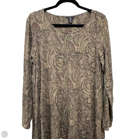 Top Long Sleeve By Intro In Brown & Tan, Size: 1x