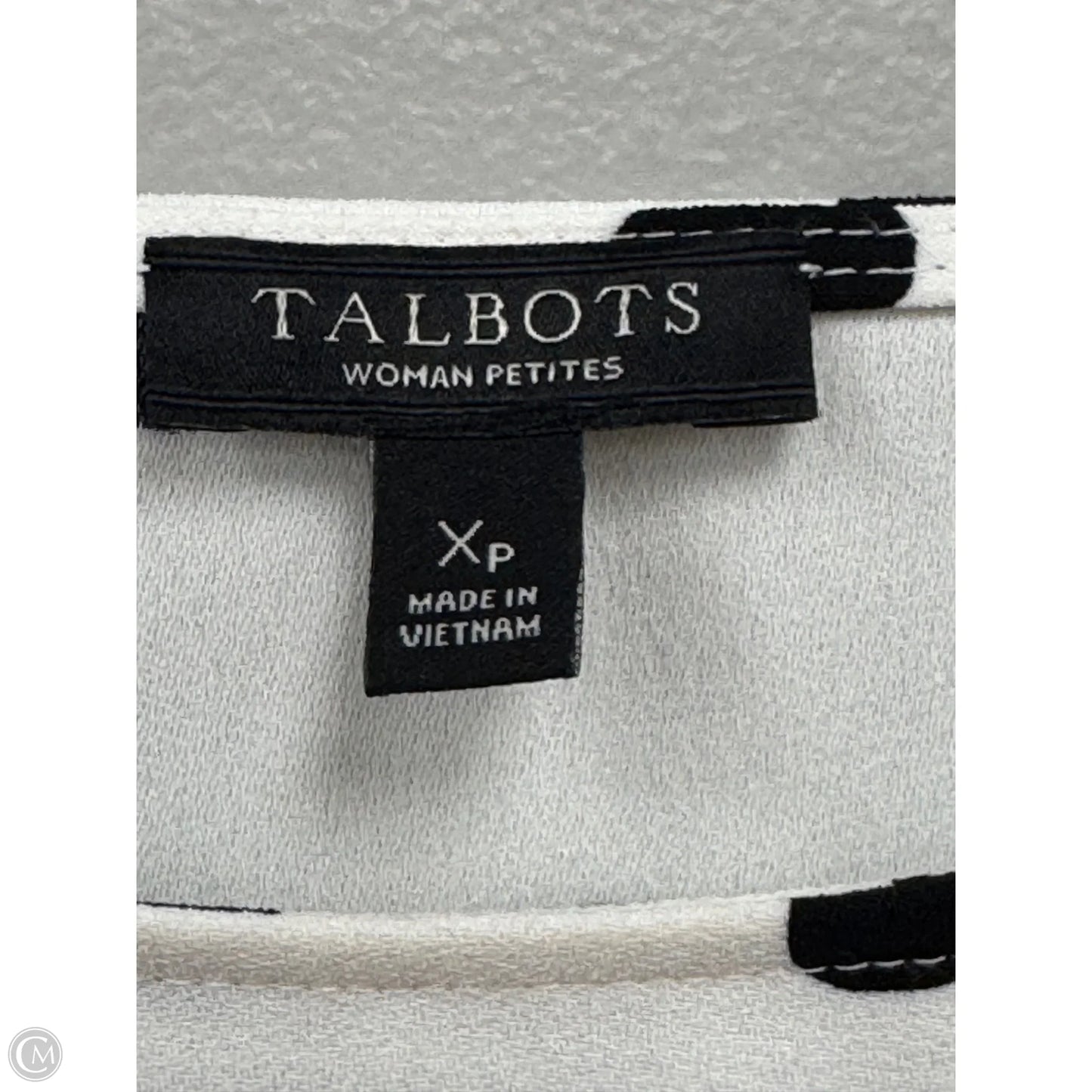 Top 3/4 Sleeve By Talbots In Black & Cream, Size: Xsp