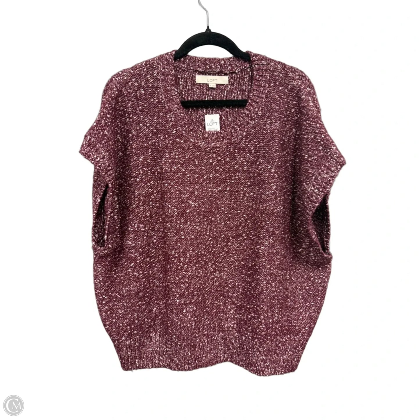 Sweater Short Sleeve By Loft In Maroon, Size: Xl