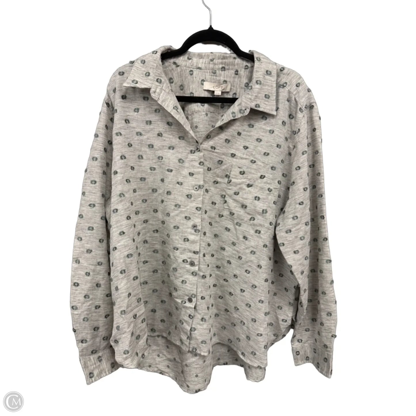 Top Long Sleeve By Loft In Green & Grey, Size: Xxl