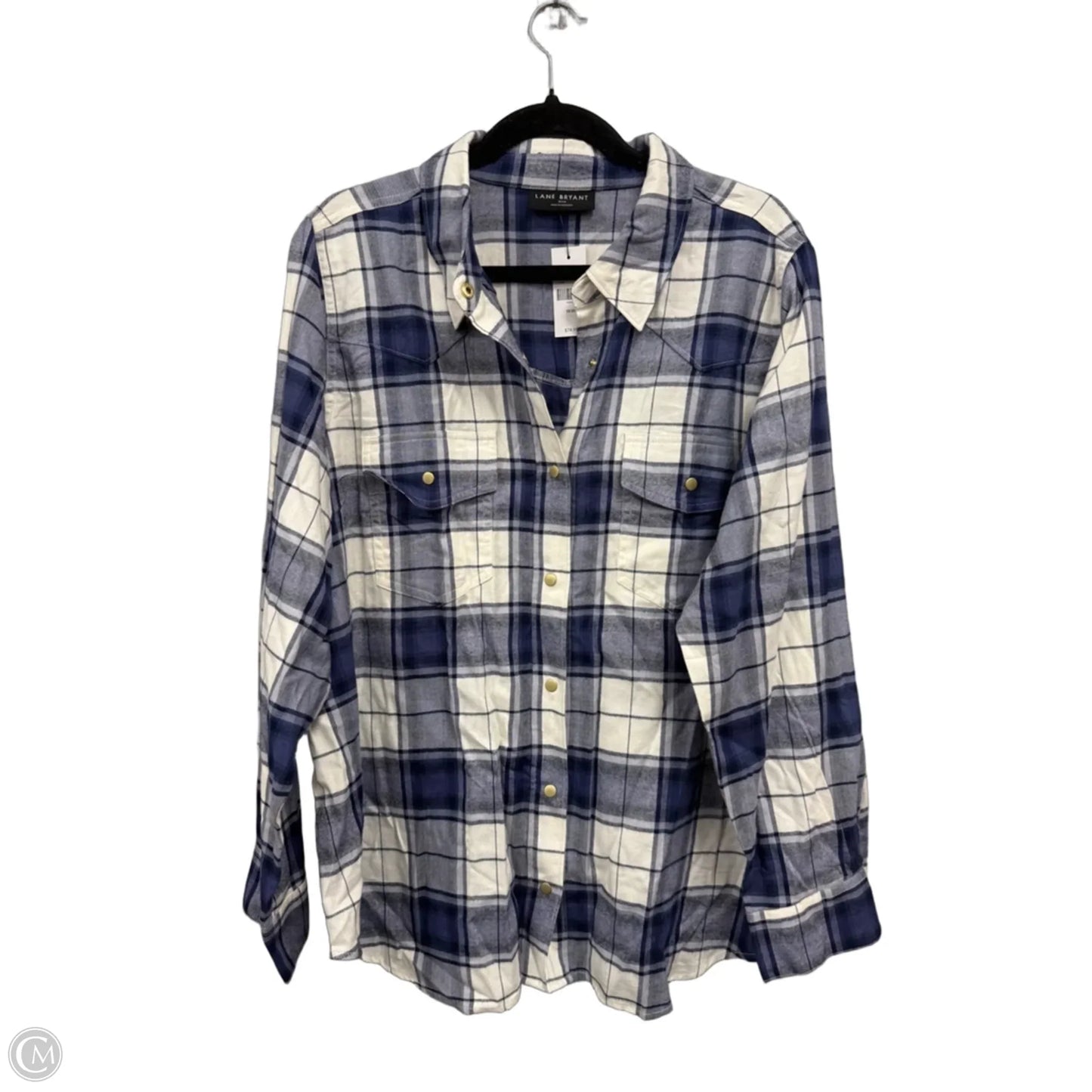 Top Long Sleeve By Lane Bryant In Blue & Cream, Size: 2x