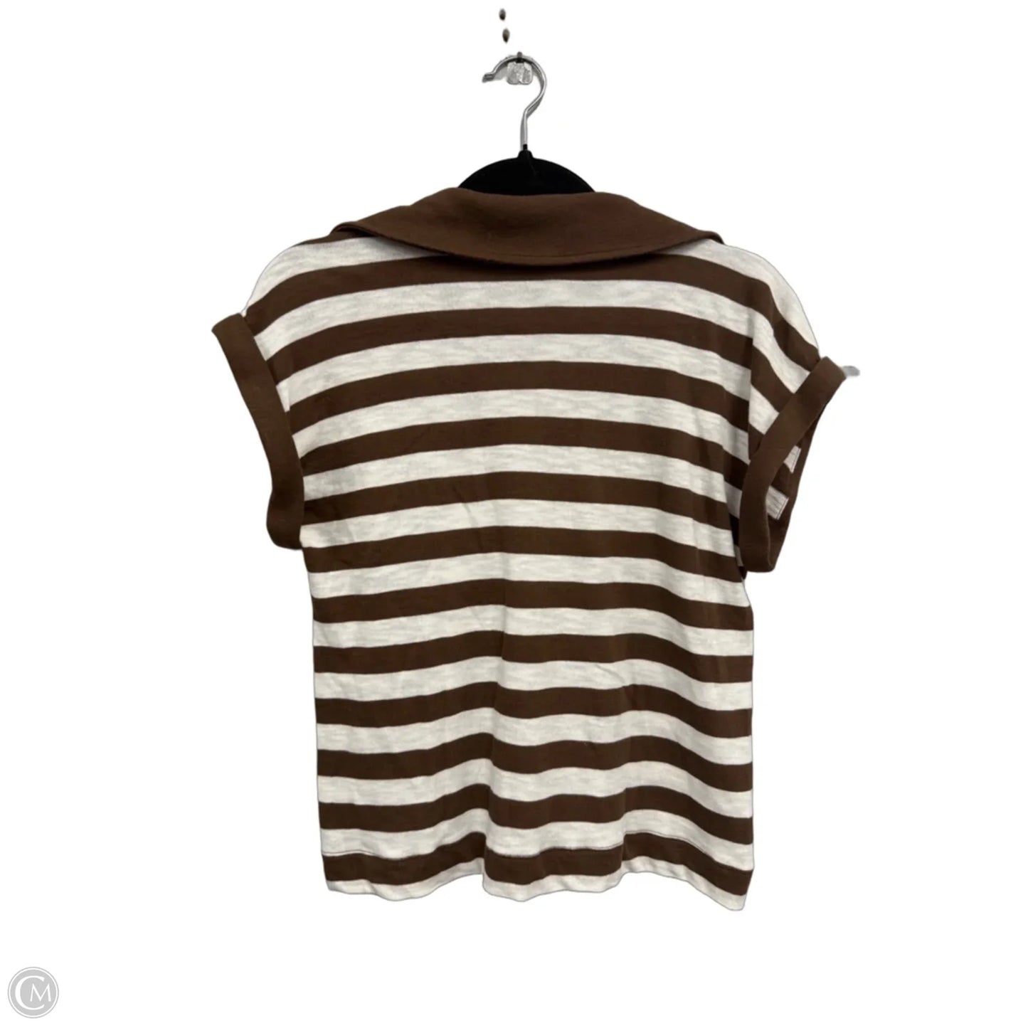 Top Short Sleeve By Loft In Brown & White, Size: S