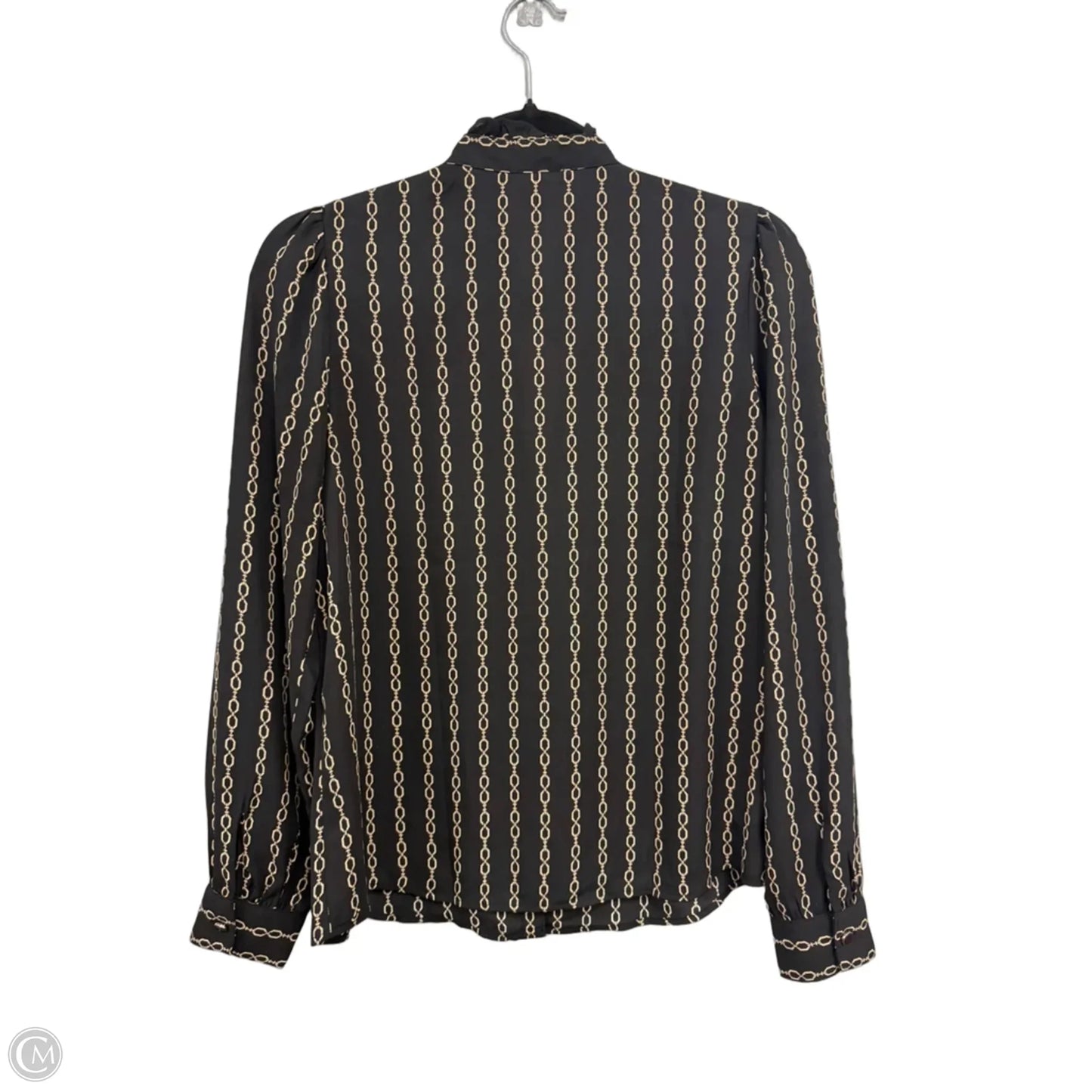 Blouse Long Sleeve By Ann Taylor In Black & Gold, Size: Xs