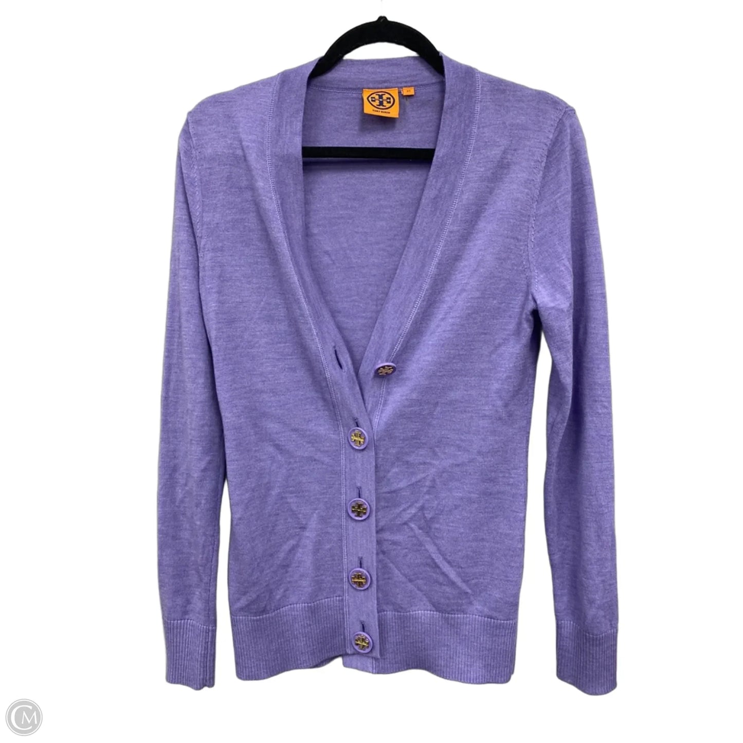 Sweater Cardigan Designer By Tory Burch In Purple, Size: Xs
