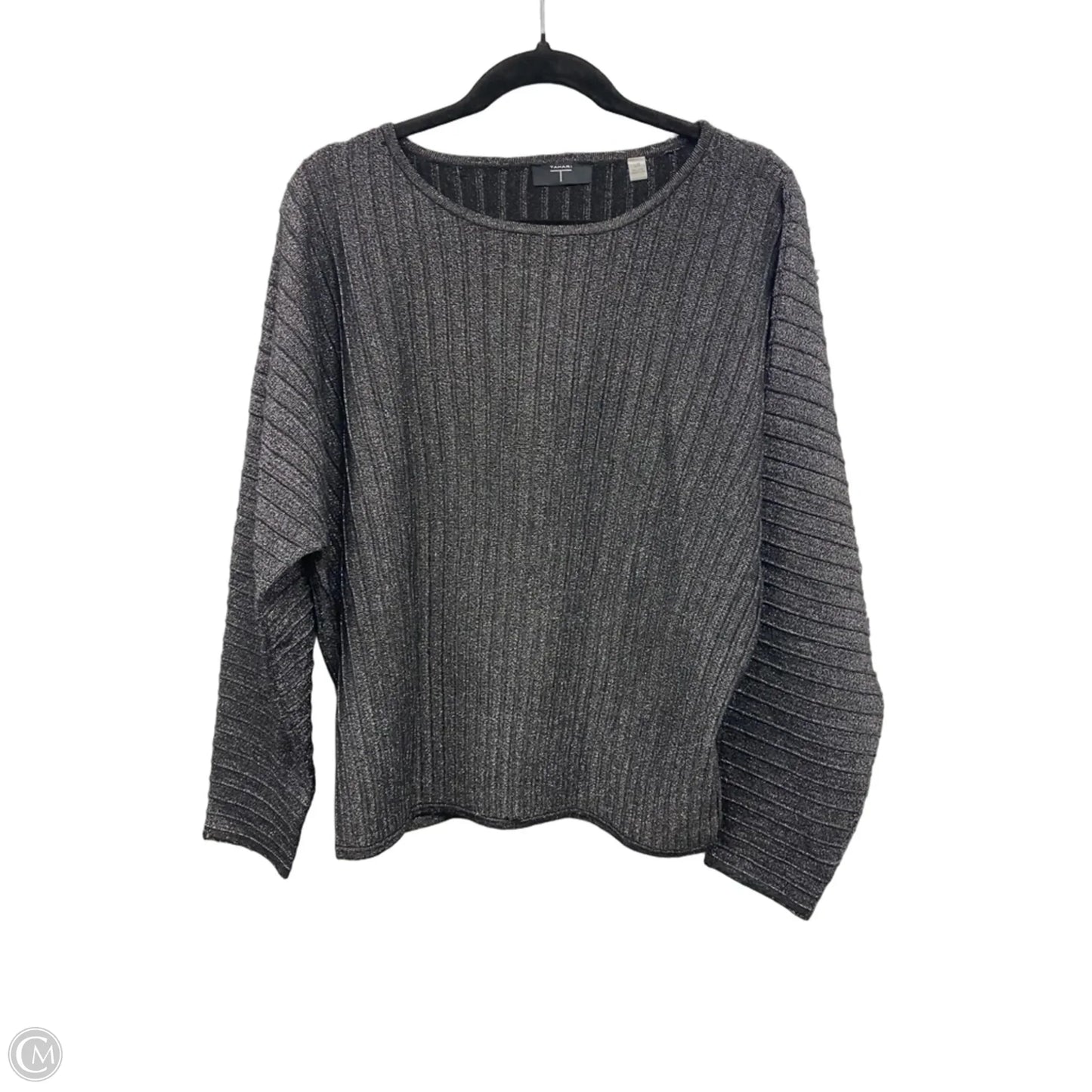 Sweater By Tahari In Black & Silver, Size: L