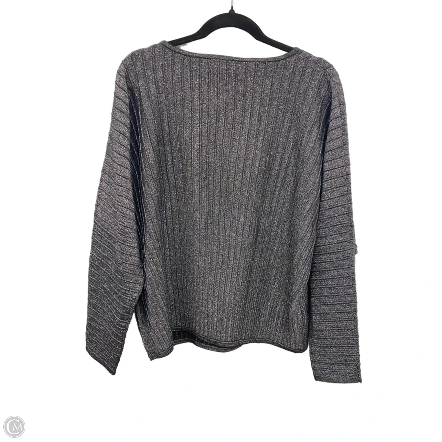 Sweater By Tahari In Black & Silver, Size: L