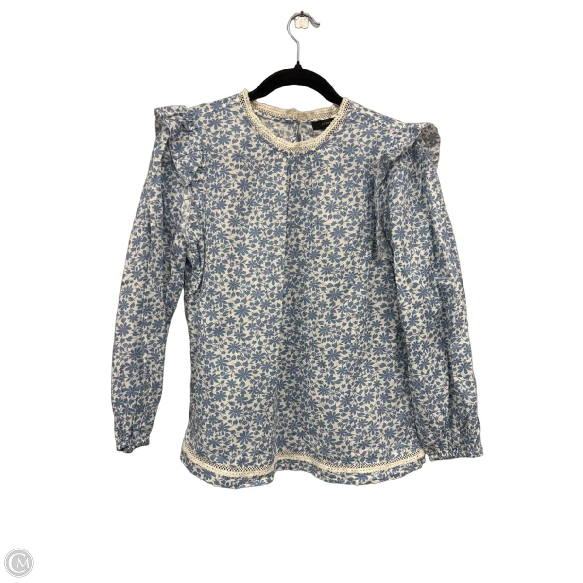 Top Long Sleeve By J. Crew In Blue & Cream, Size: Xs