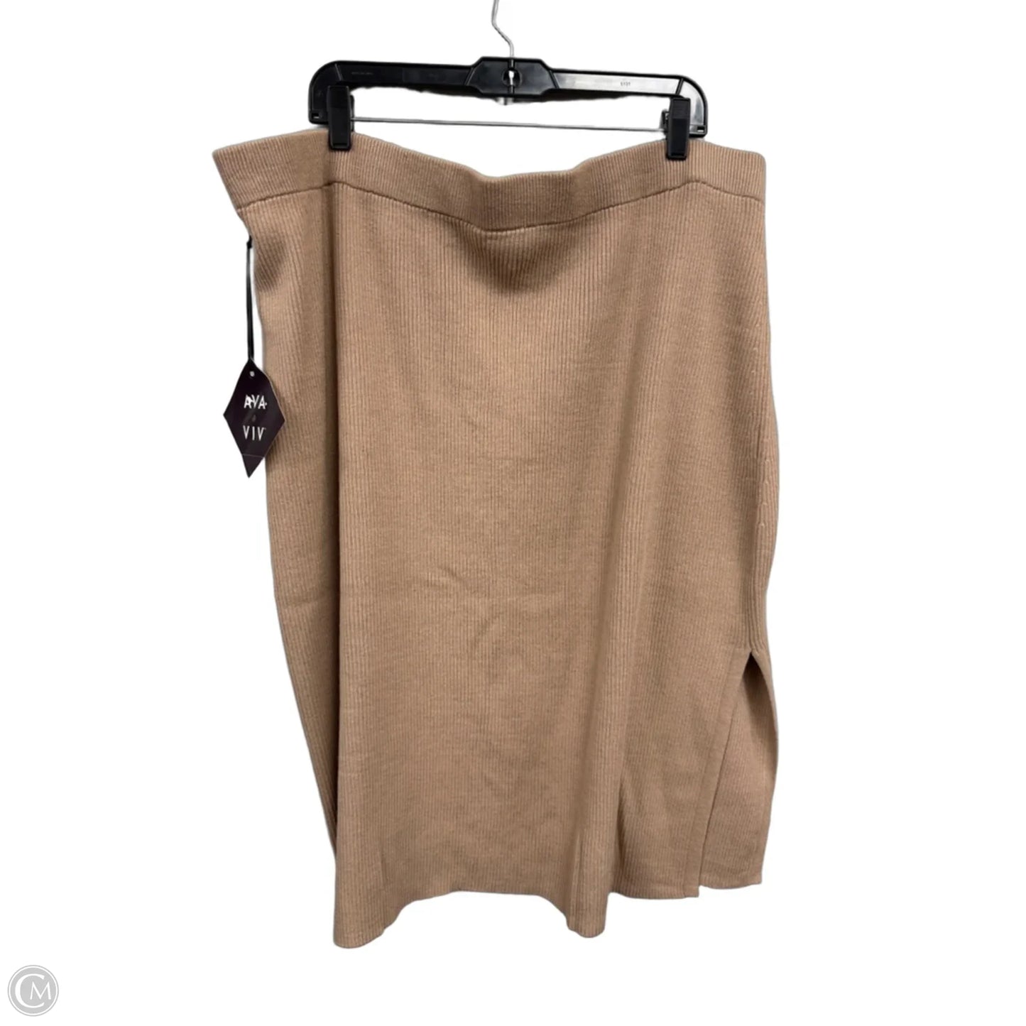 Skirt Midi By Ava & Viv In Tan, Size: 3x