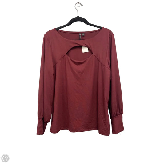 Top Long Sleeve By Versona In Maroon, Size: Xl