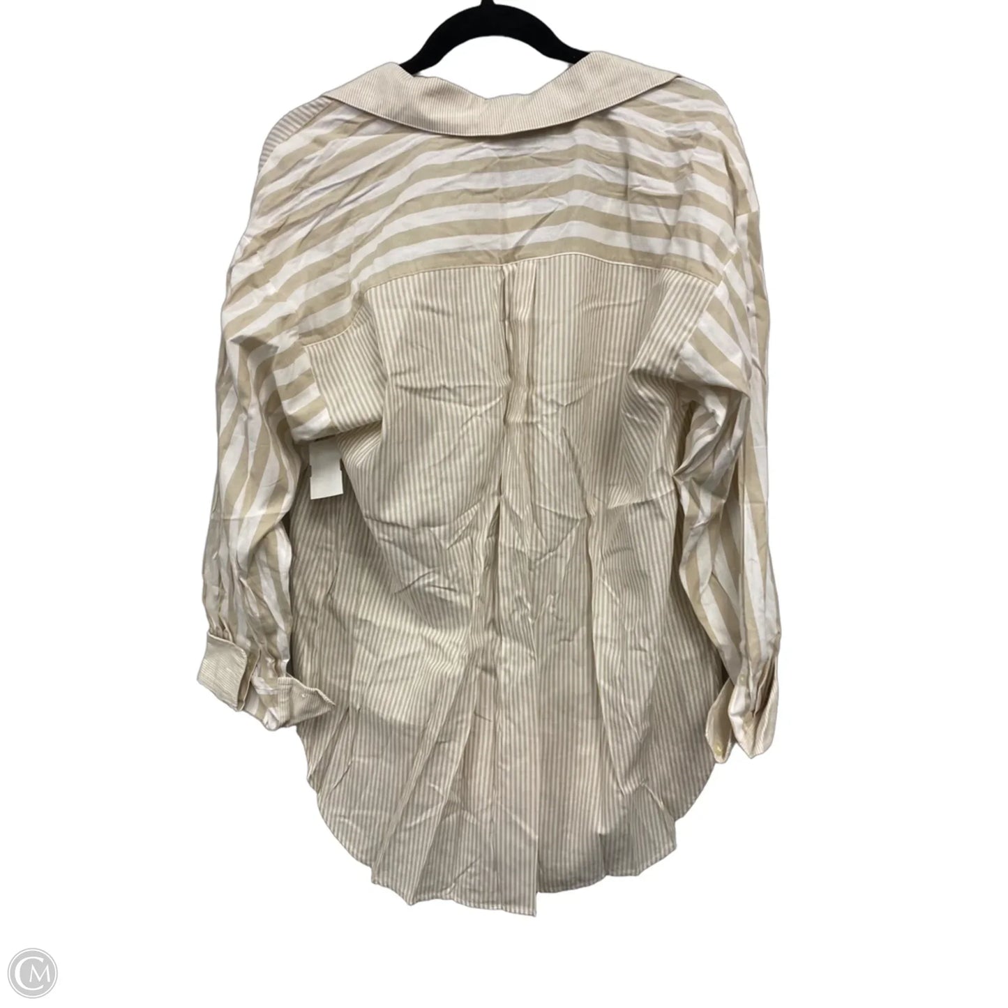 Top Long Sleeve By Loft In Cream & Tan, Size: L
