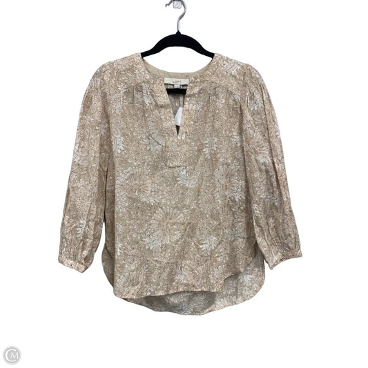 Top Long Sleeve By Loft In Gold & Tan, Size: S