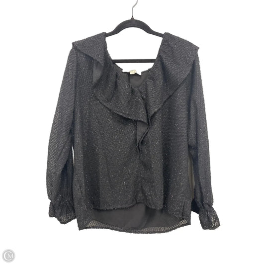Top Long Sleeve By Loft In Black, Size: L