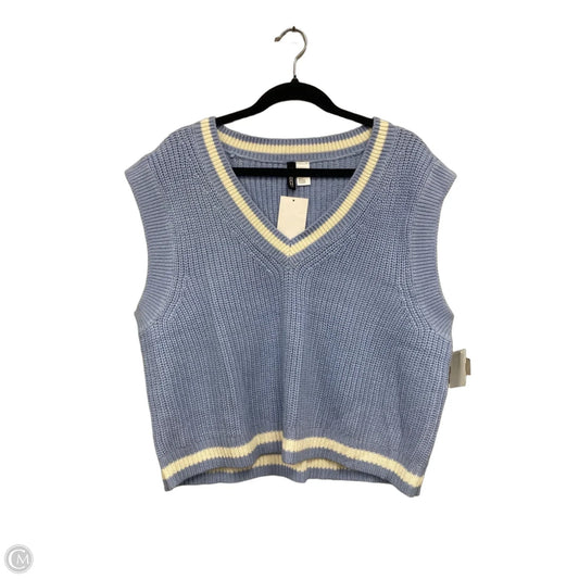 Vest Sweater By Divided In Blue & Cream, Size: L