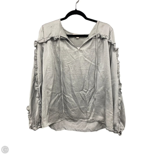Blouse Long Sleeve By Loft In Grey, Size: L