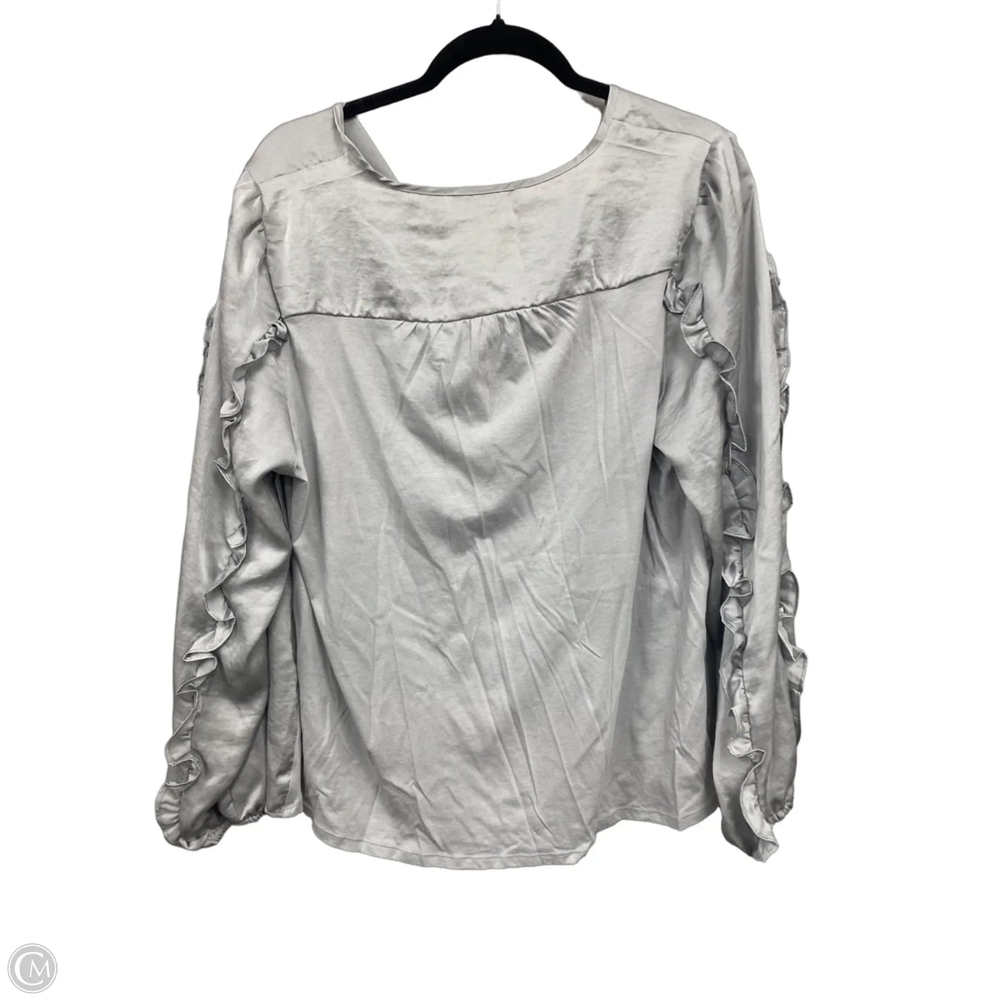 Blouse Long Sleeve By Loft In Grey, Size: L