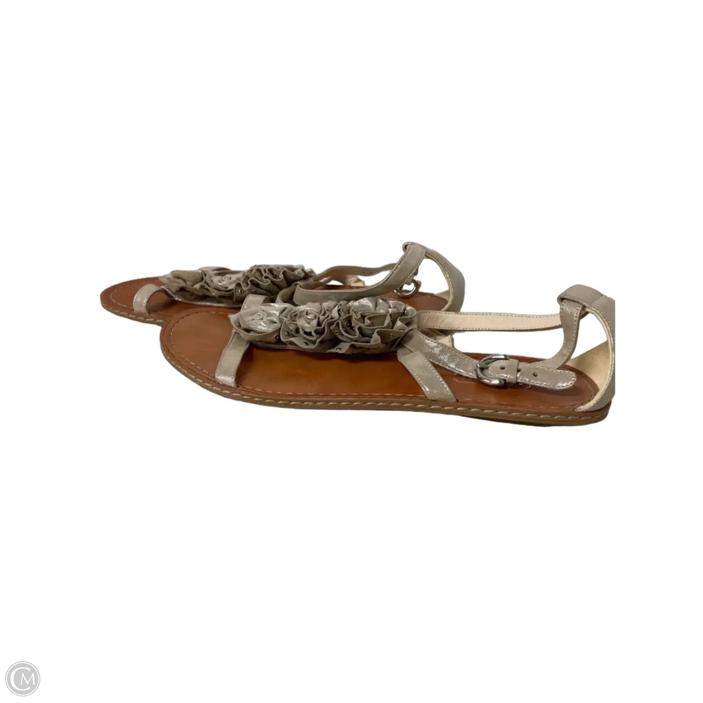 Sandals Designer By Coach In Silver & Tan, Size: 8