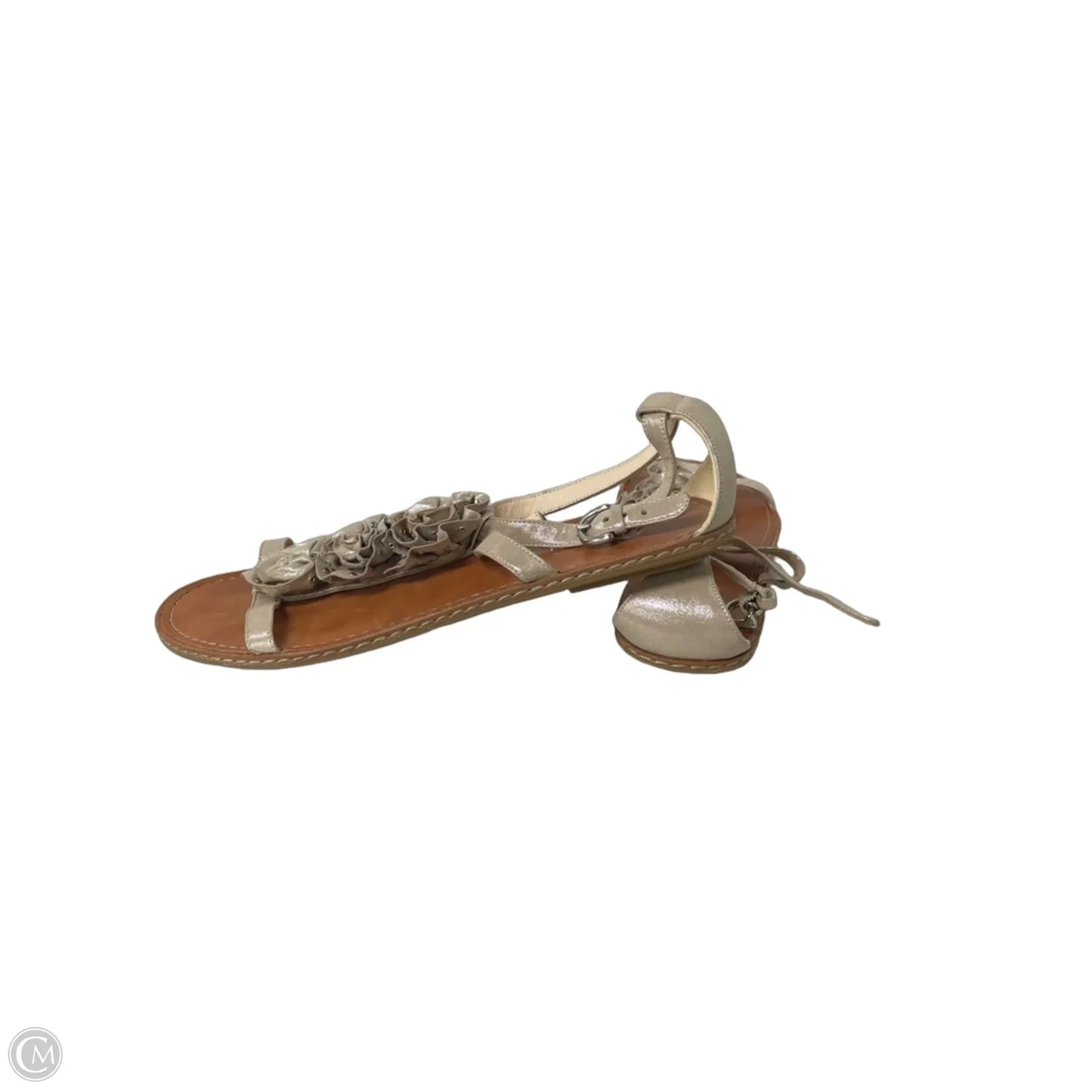 Sandals Designer By Coach In Silver & Tan, Size: 8