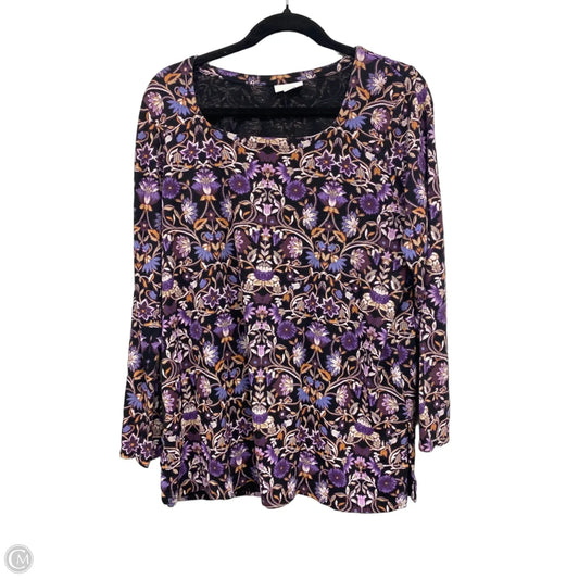 Top 3/4 Sleeve By J. Jill In Black & Purple, Size: M