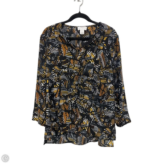 Top Long Sleeve By Peck And Peck In Black & Orange, Size: L