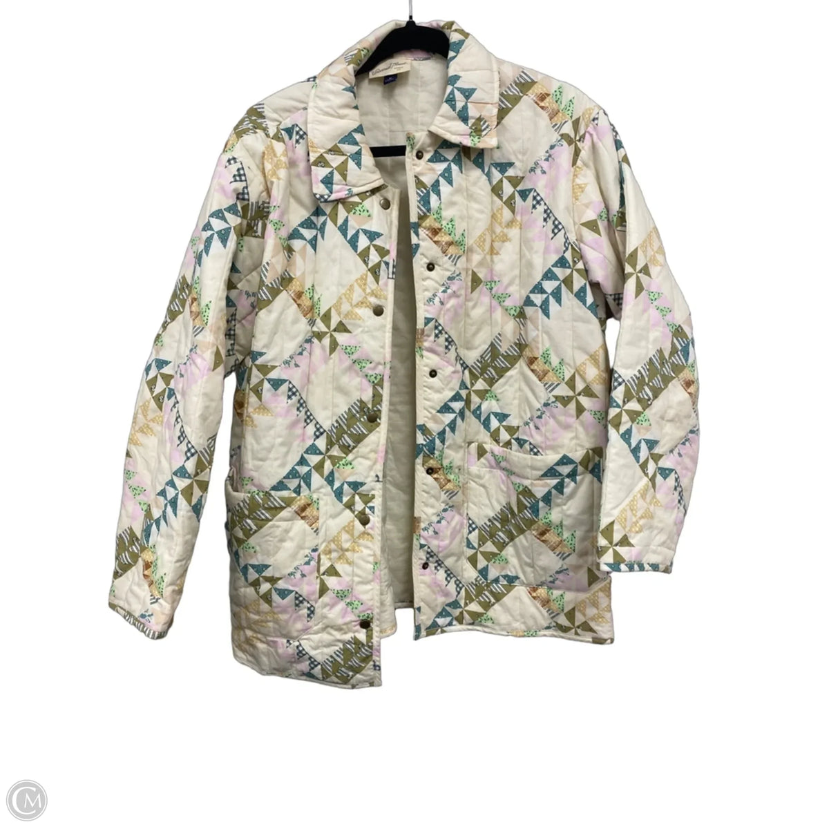 Jacket Puffer & Quilted By Universal Thread In Cream & Green, Size: M