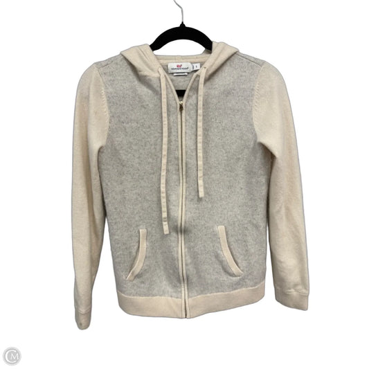 Sweater Cardigan Cashmere By Vineyard Vines In Cream & Grey, Size: S