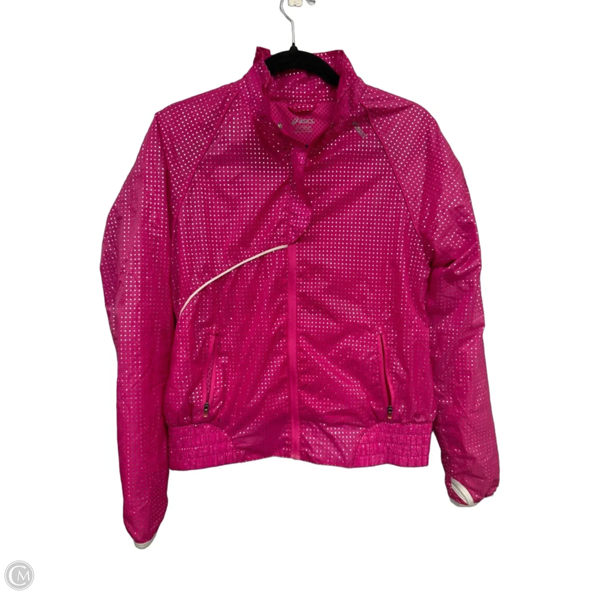 Athletic Jacket By Asics In Pink & Silver, Size: S