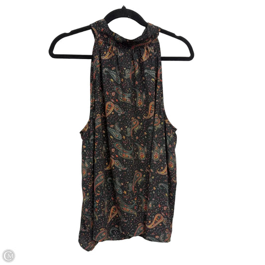 Blouse Sleeveless By J. Crew In Black & Orange, Size: 14