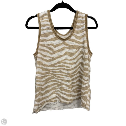 Sweater Short Sleeve By Lou And Grey In Tan & White, Size: L