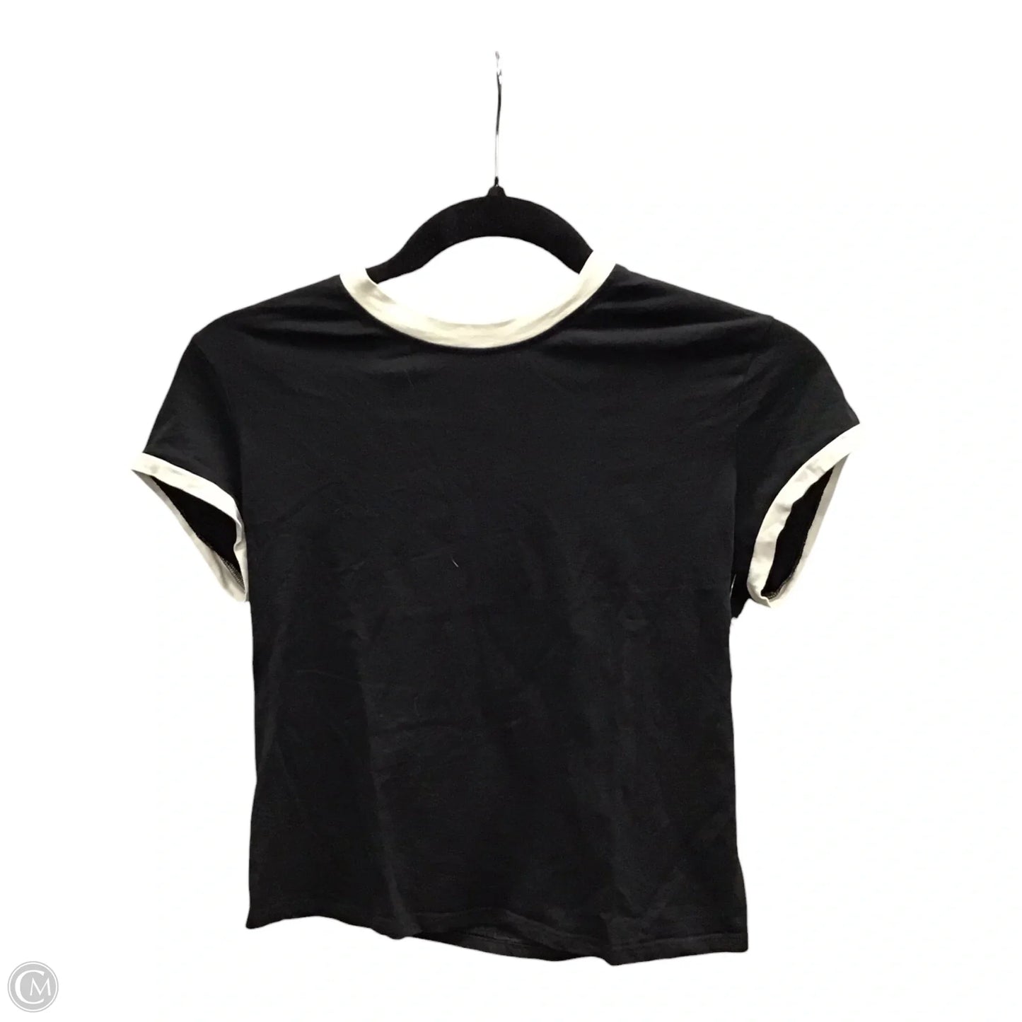 Athletic Top Short Sleeve By Lululemon In Black & White, Size: M