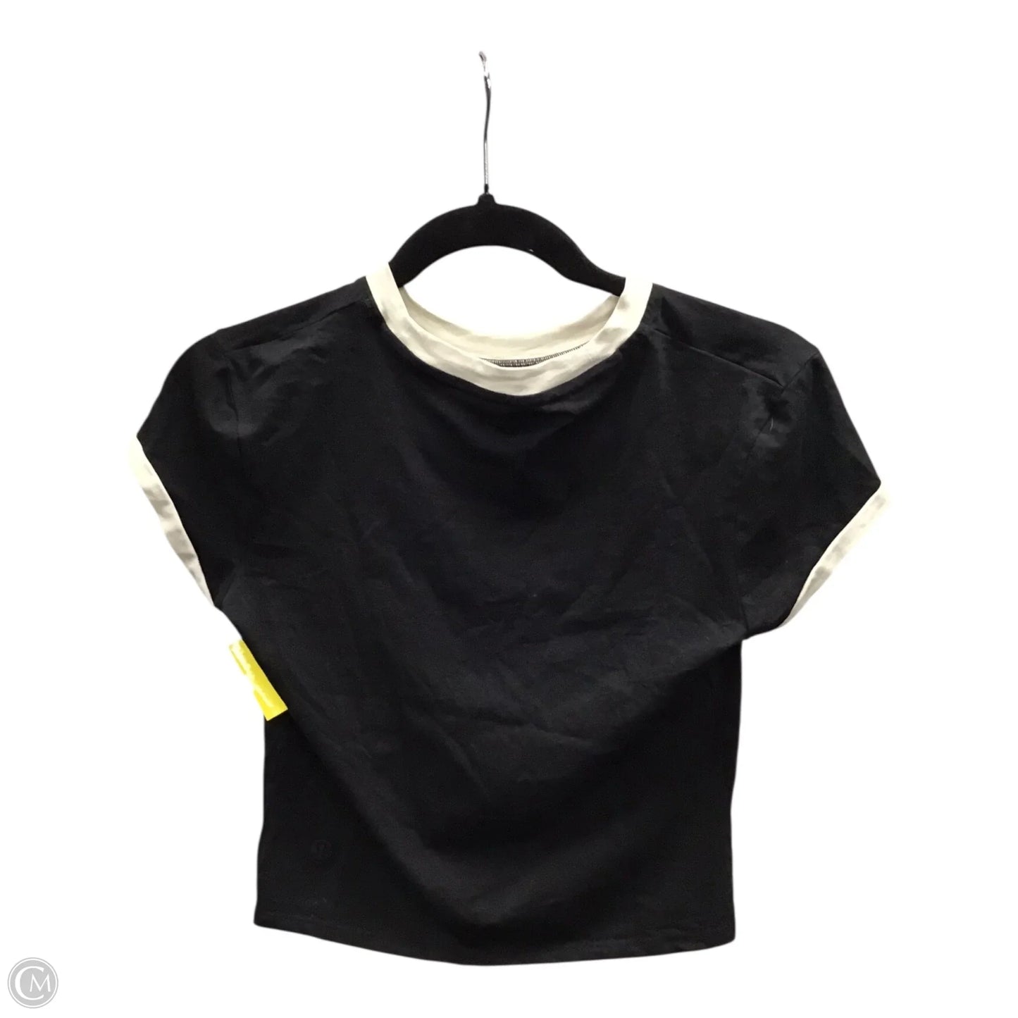 Athletic Top Short Sleeve By Lululemon In Black & White, Size: M