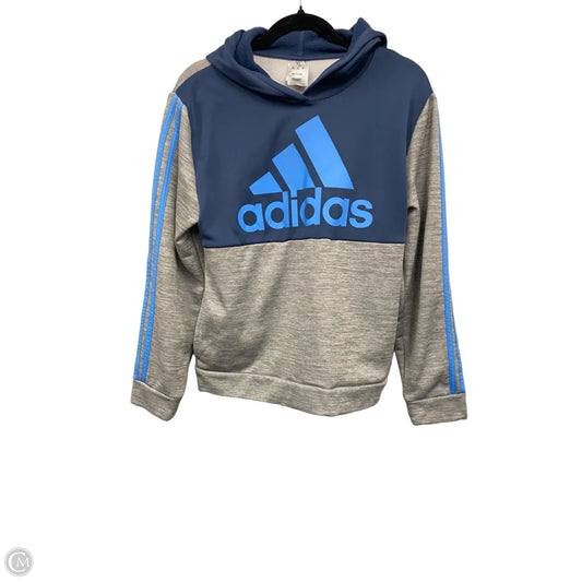 Athletic Sweatshirt Hoodie By Adidas In Blue & Grey, Size: Xl