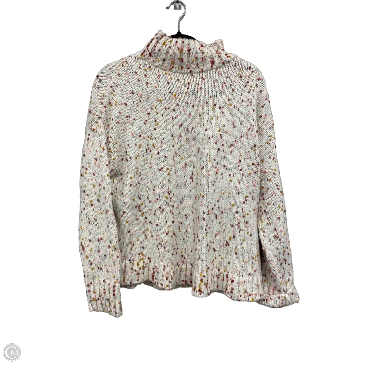 Sweater By Loft In Pink & White, Size: L
