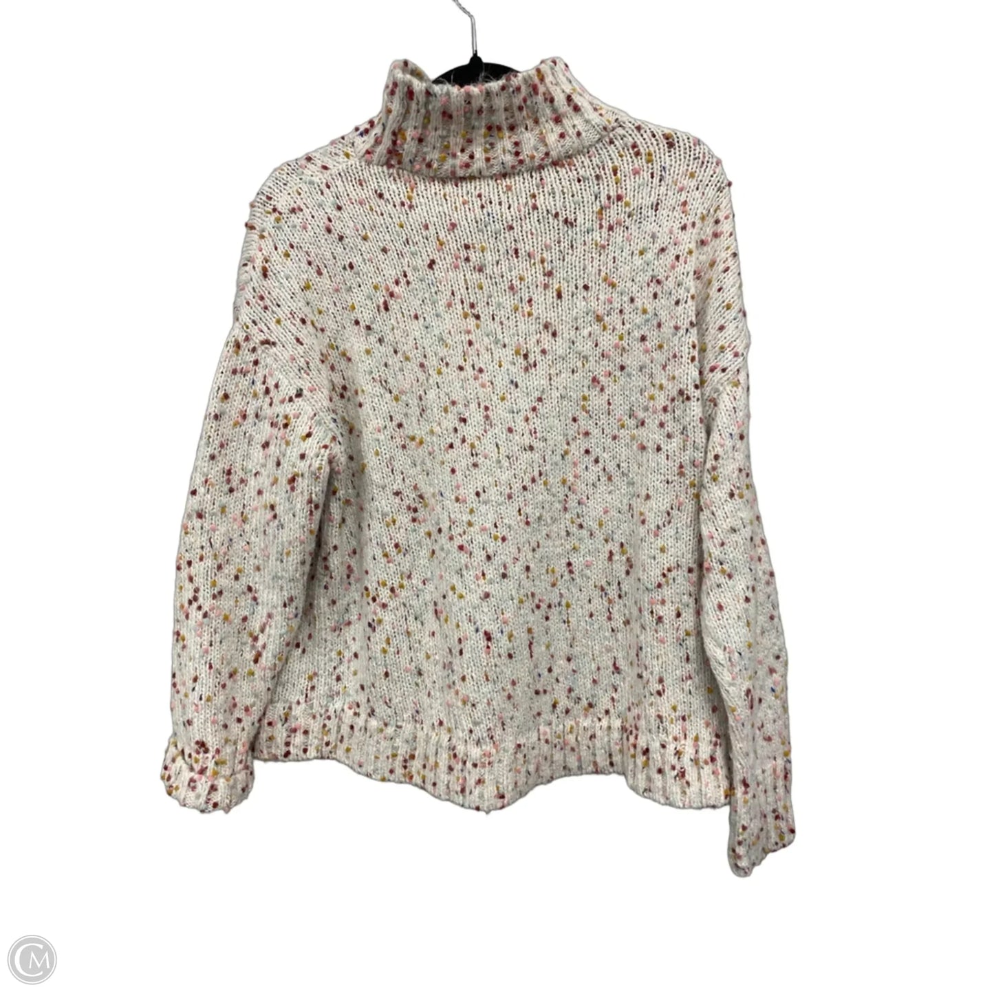 Sweater By Loft In Pink & White, Size: L