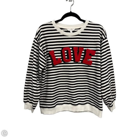 Sweatshirt Crewneck By Crown And Ivy In Black & Cream, Size: S