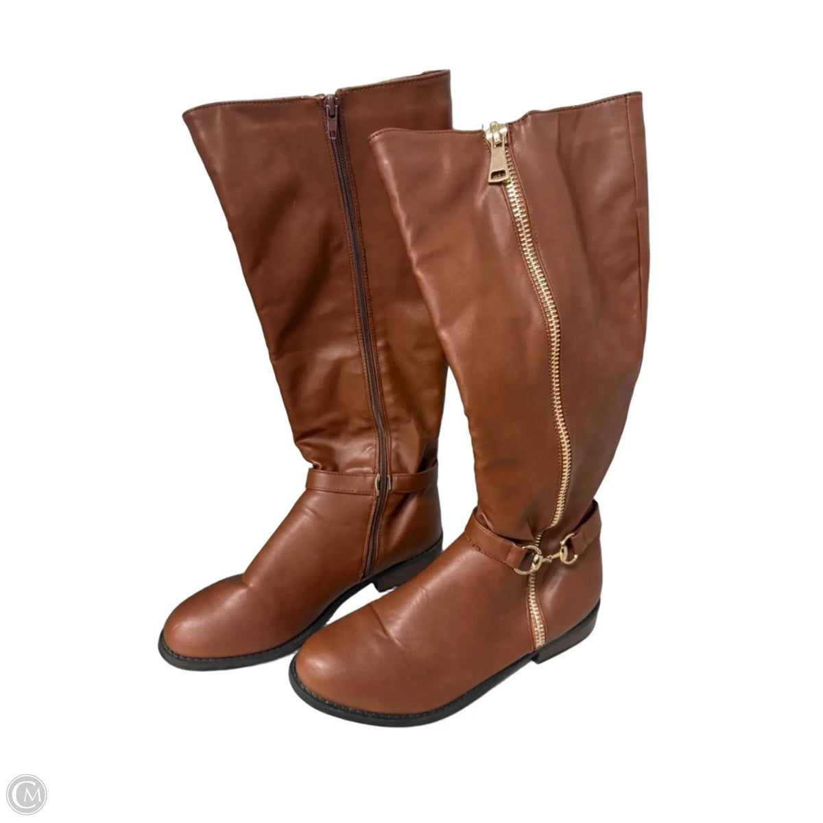Boots Mid-calf Flats By Bamboo In Brown, Size: 10