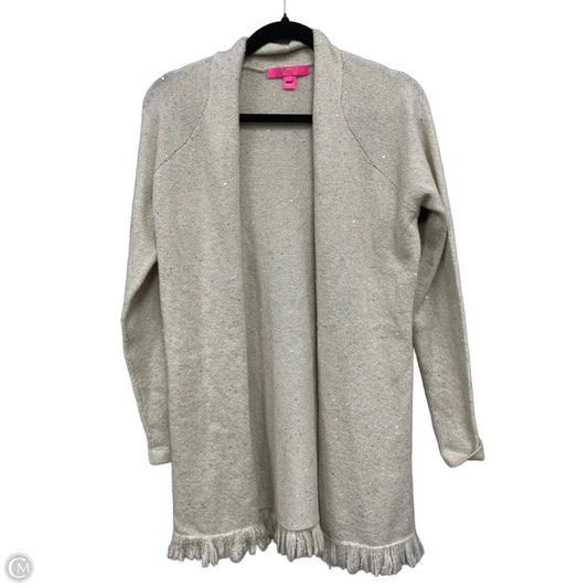 Cardigan Designer By Lilly Pulitzer In Silver & Tan, Size: S