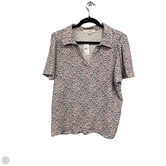 Top Short Sleeve By Loft In Blue & Pink, Size: L