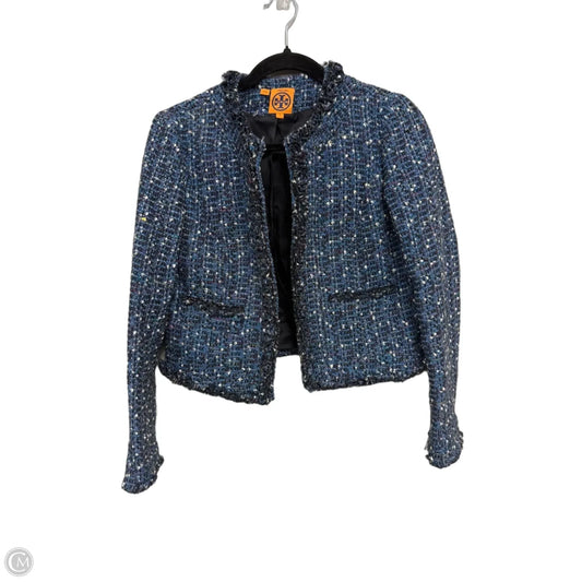 Blazer Designer By Tory Burch In Blue & White, Size: 4