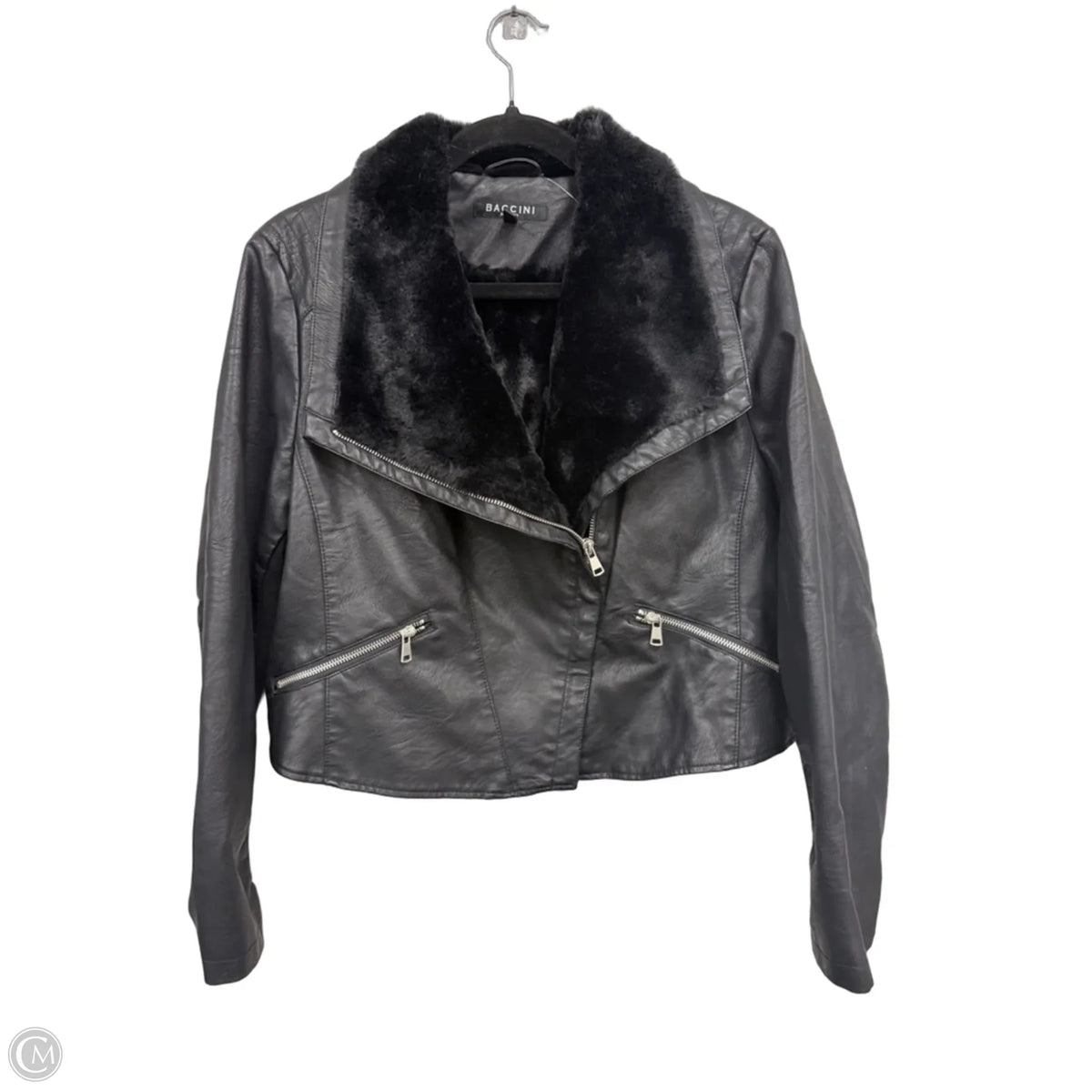 Jacket Moto By Baccini In Black, Size: Xlp