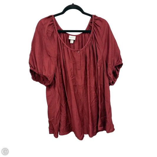 Top Short Sleeve By Ava & Viv In Maroon, Size: 2x