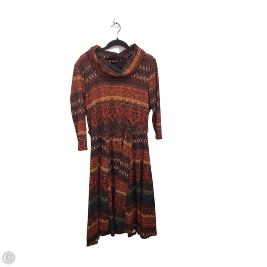 Dress Casual Midi By Robbie Bee In Black & Orange, Size: L