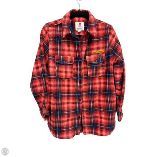 Jacket Shirt By Simply Southern In Blue & Red, Size: S